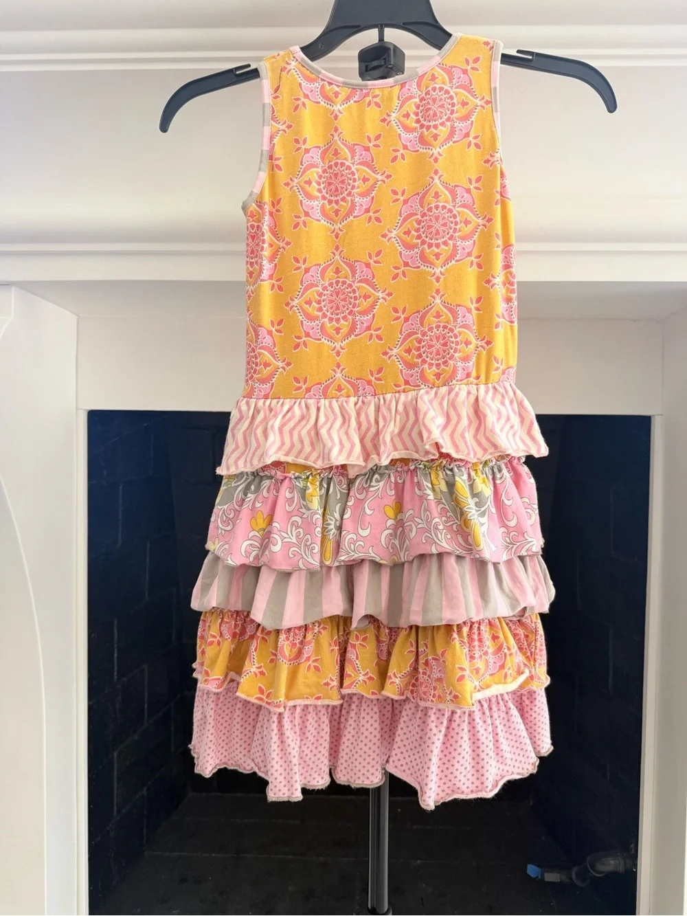 Mustard Pie Yellow and Pink Tiered Ruffle Dress- Size 6x